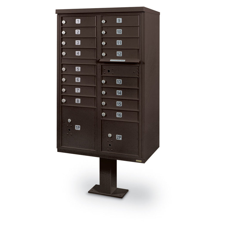 PostalProductsUnlimitedInc. 16 Door Front Load 4C Horizontal MultiUnit Mailbox with 2 Parcel